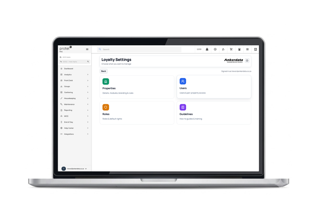 Loyalty Settings in Protel — properties, users, roles and guidelines